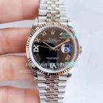 EWF Replica Rolex Datejust Black Roman Dial With Jubilee Bracelet 36MM Watch